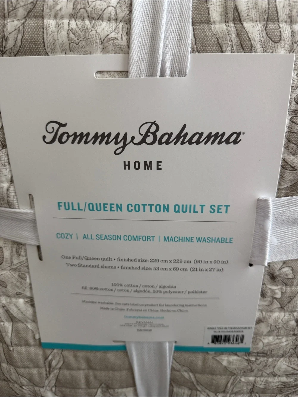 NWT Tommy Bahama Neutral Floral Cotton Quilt Set - Beige and Cream